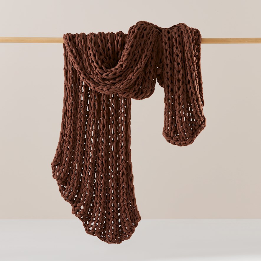 Newport Nutmeg Chunky Knit Throw Adairs