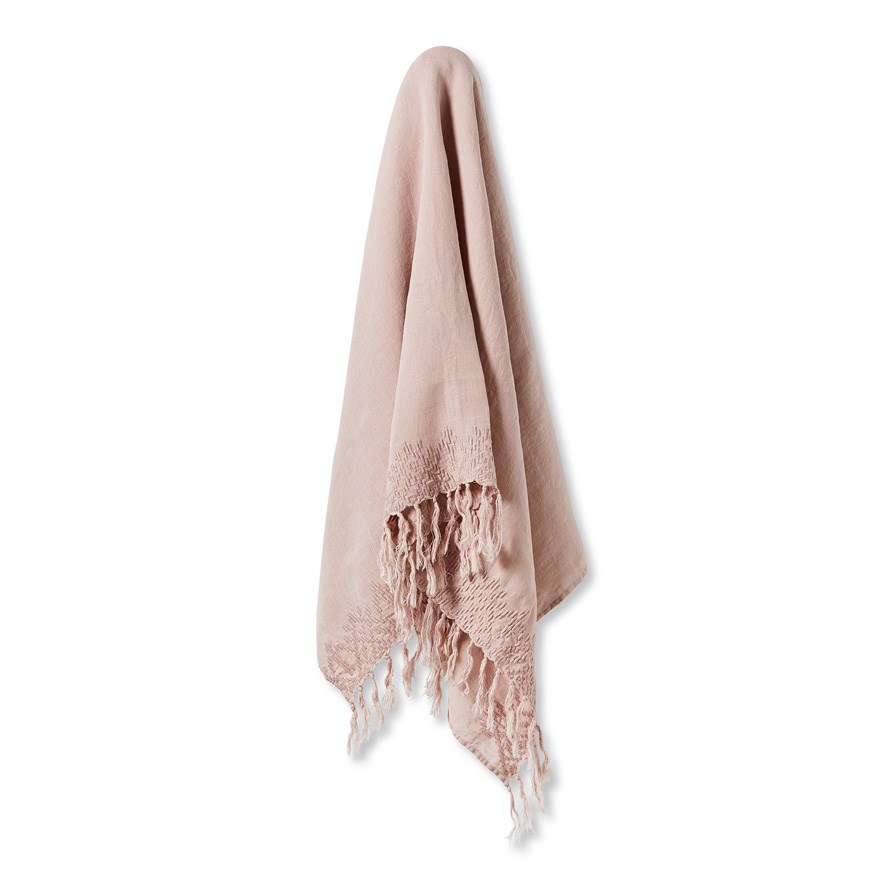 Madaya Blush Linen Throw Adairs