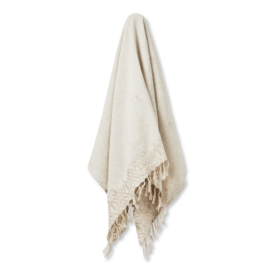 Madaya Natural Linen Throw Adairs