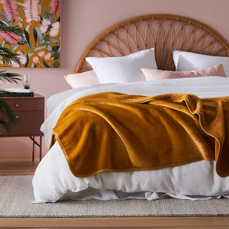 Sherpa Mustard Throw Adairs