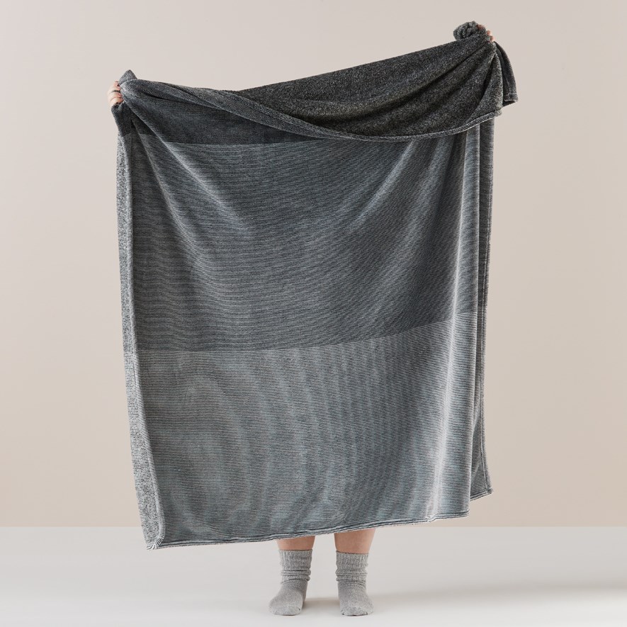 Ultrasoft Stripe Charcoal Throw Adairs