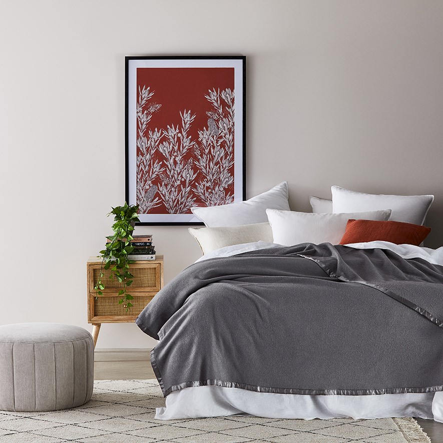 Bamboo Grey Wool Blanket Adairs