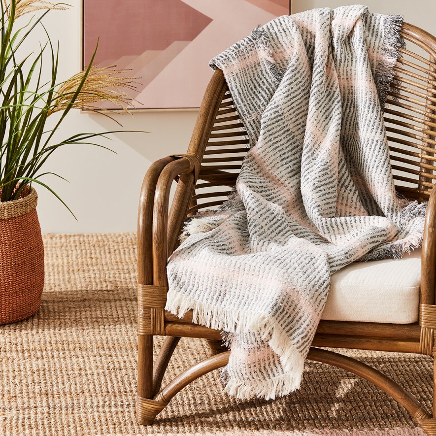 Mirabel Natural & Pink Throw Adairs
