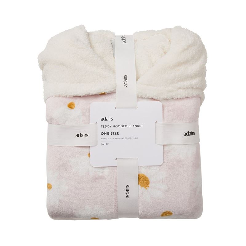 Teddy Soft Pink Daisy Hooded Blanket