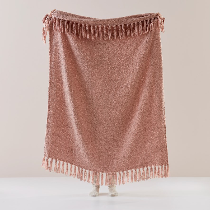 Otway Boucle Pink Throw Adairs