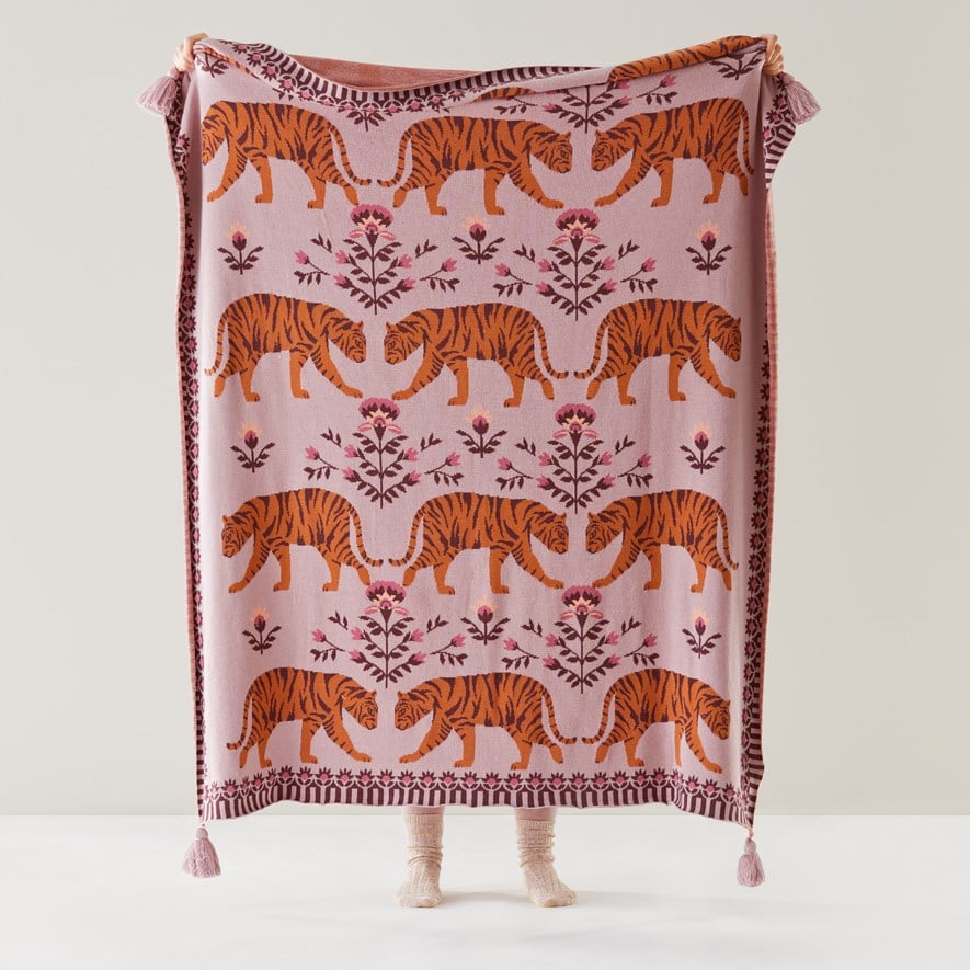 Pink store tiger throw