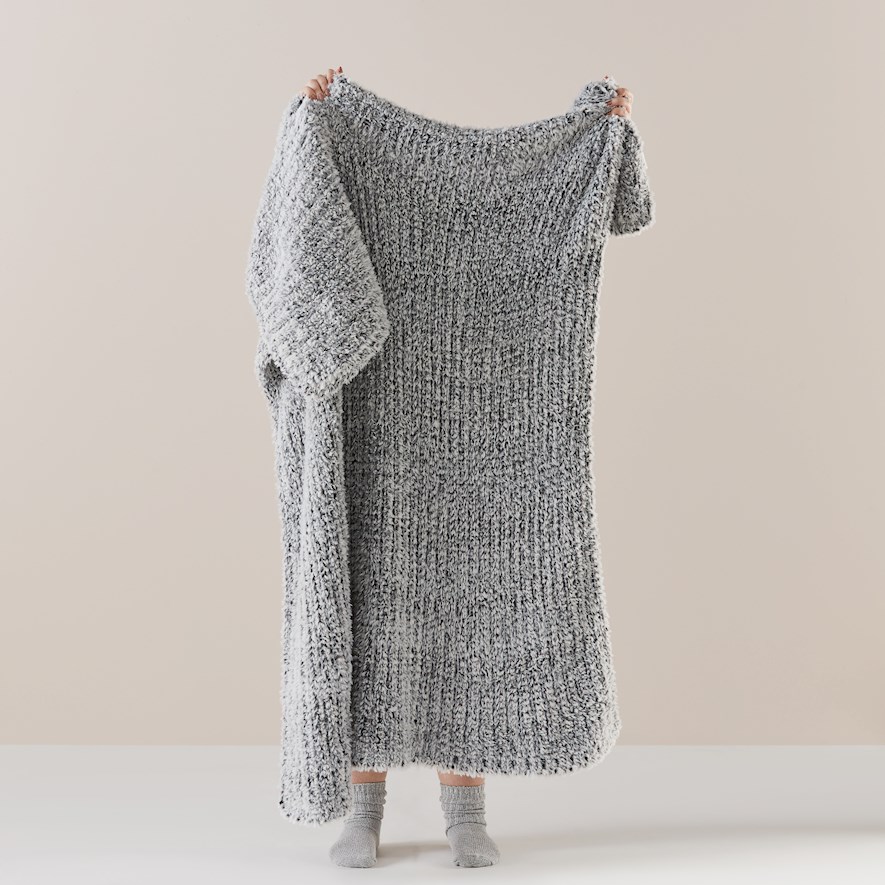 Munich Grey Feather Yarn Throw Adairs