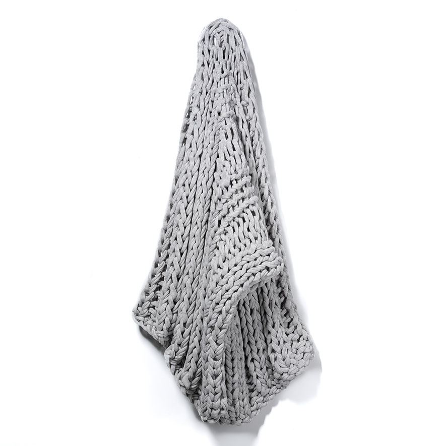 Chunky Knit Grey Marle Rib Throw Adairs