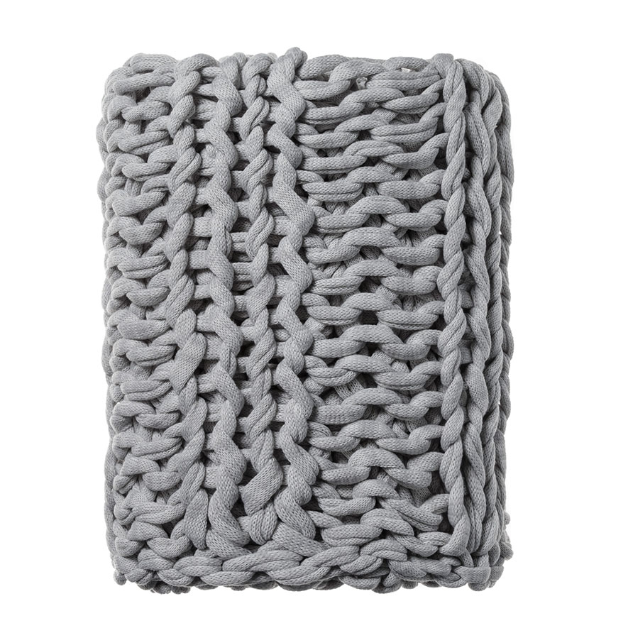 Chunky Knit Grey Marle Rib Throw Adairs