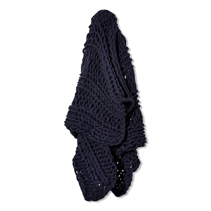 Chunky Knit Rib Throw Indigo Adairs
