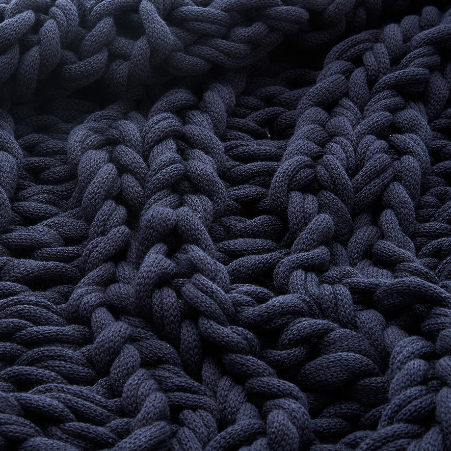 Chunky Knit Rib Throw Indigo Adairs