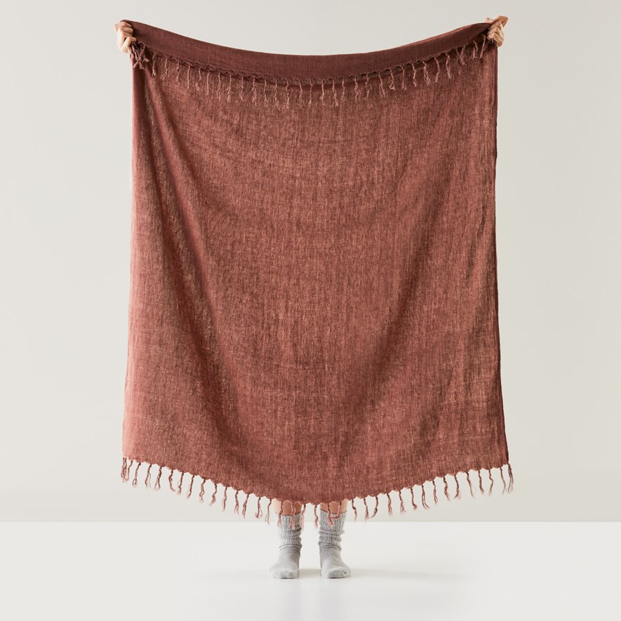 Malmo Mahogany Linen Throw Adairs