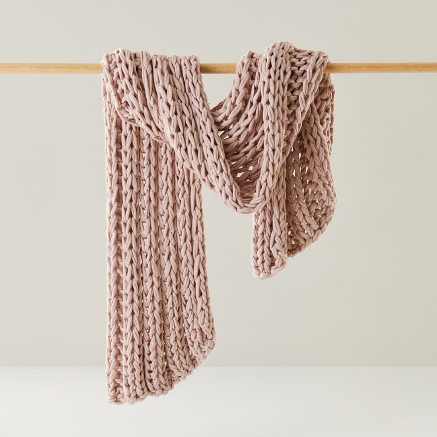 Newport Dusty Pink Chunky Knit Throw Adairs