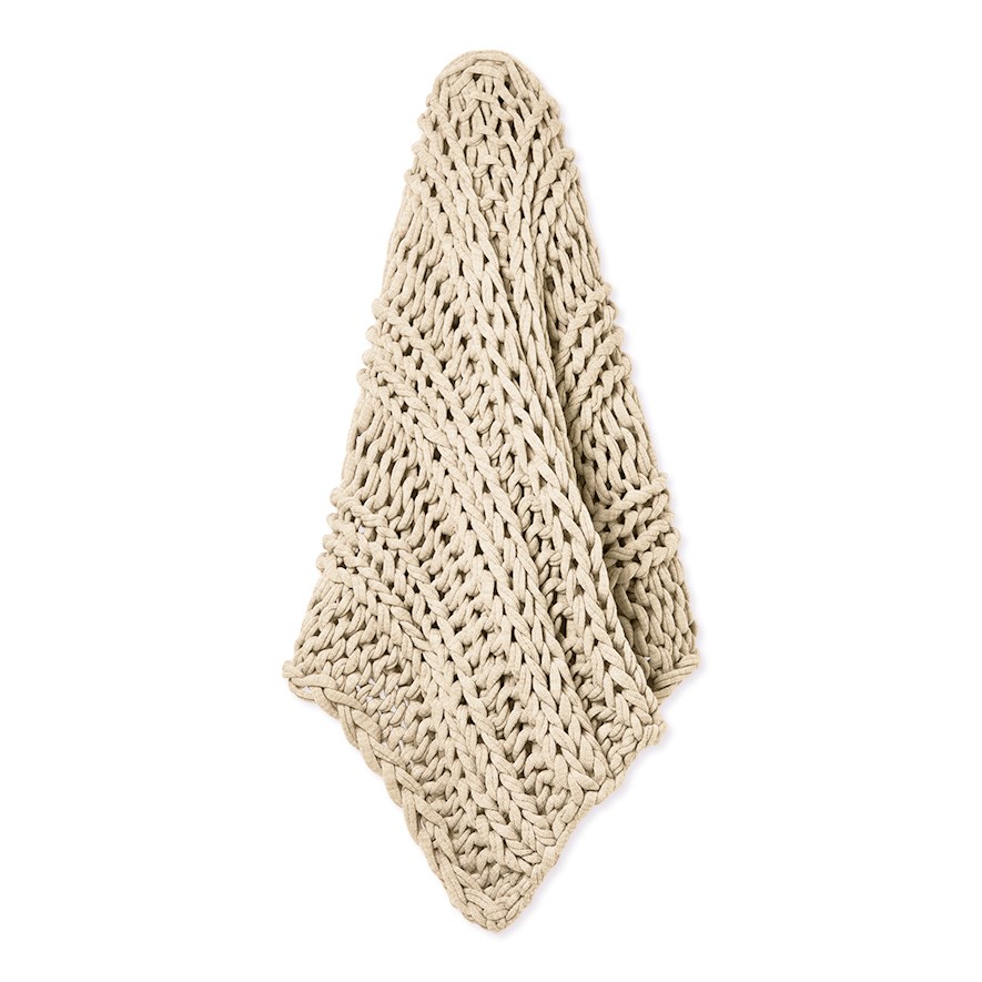 Newport Natural Chunky Knit Throw Adairs