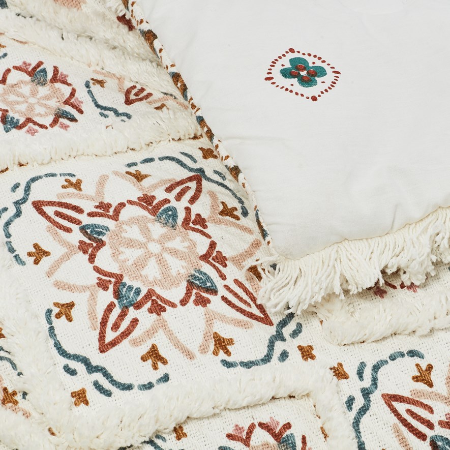 Moroccan Pink & Teal Tufted Blanket Adairs