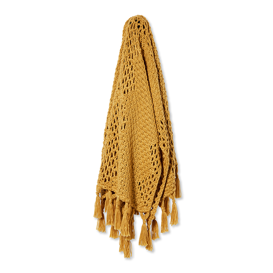 Sinclair Mustard Knit Throw Adairs