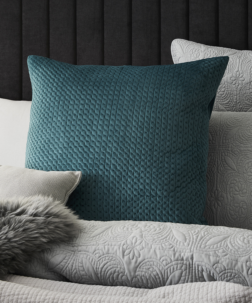 Home Republic - Velvet European Pillowcase Turquoise | Adairs