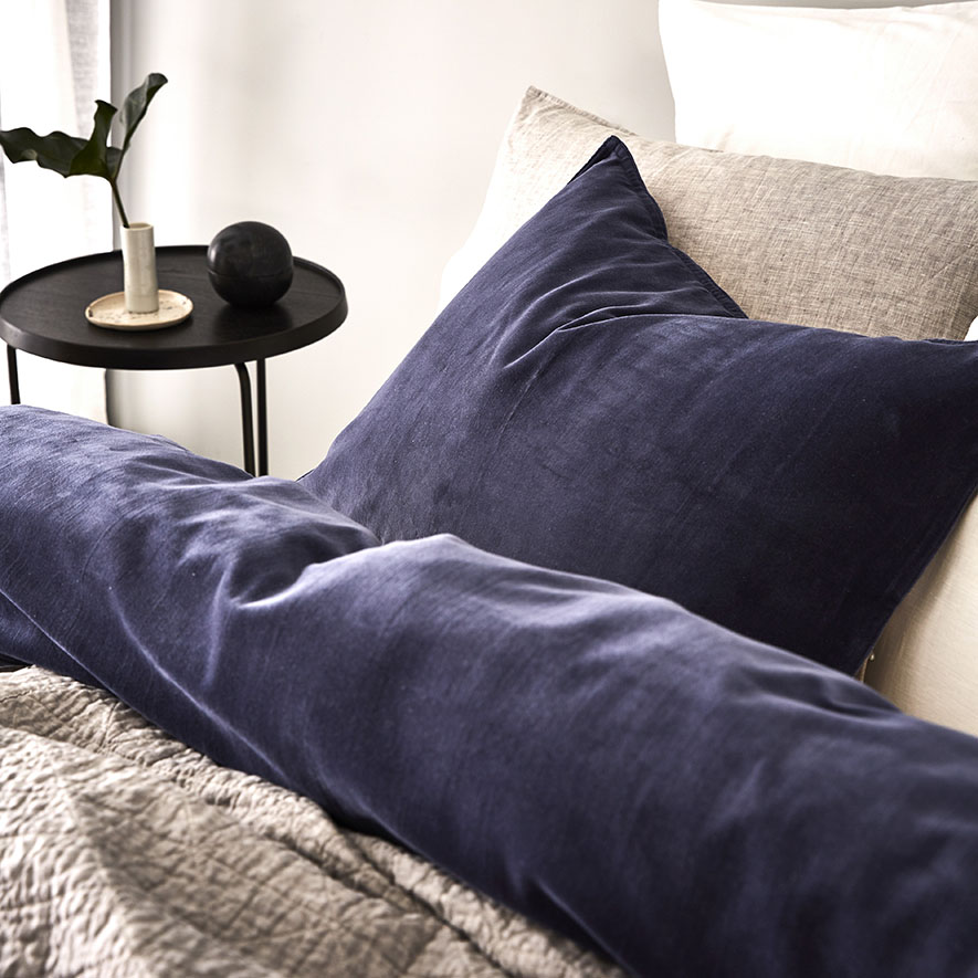 Cotton Velvet Quilt Cover Navy Adairs