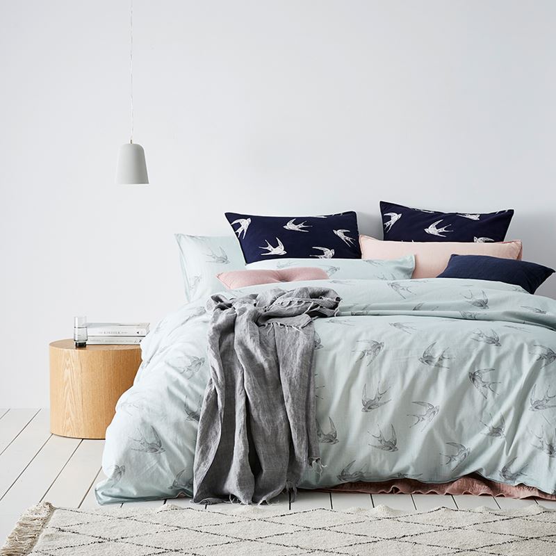 Swallows Blue Quilt Cover Set
