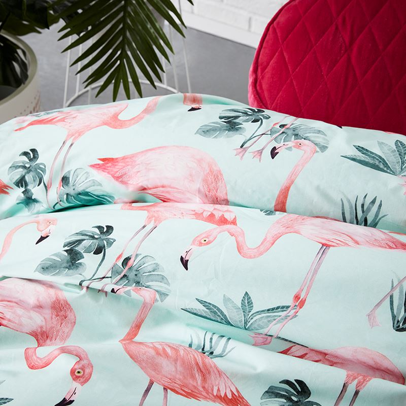 Flamingo Mint Quilt Cover Set