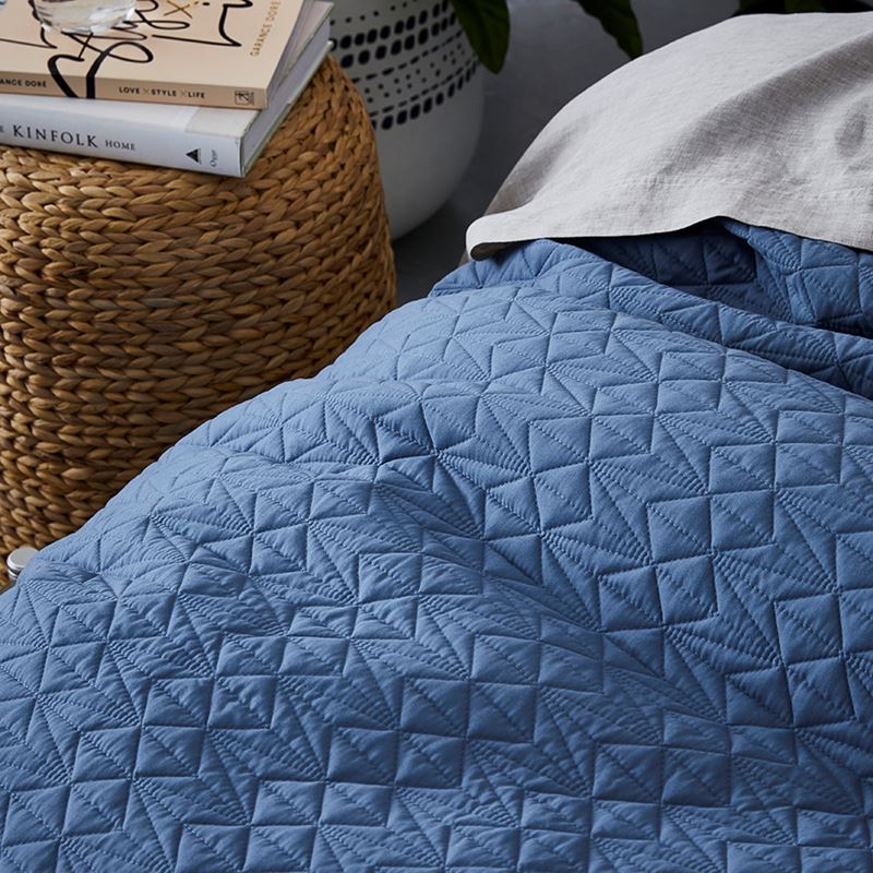 Maxwell Quilted Quilt Cover Steel Blue