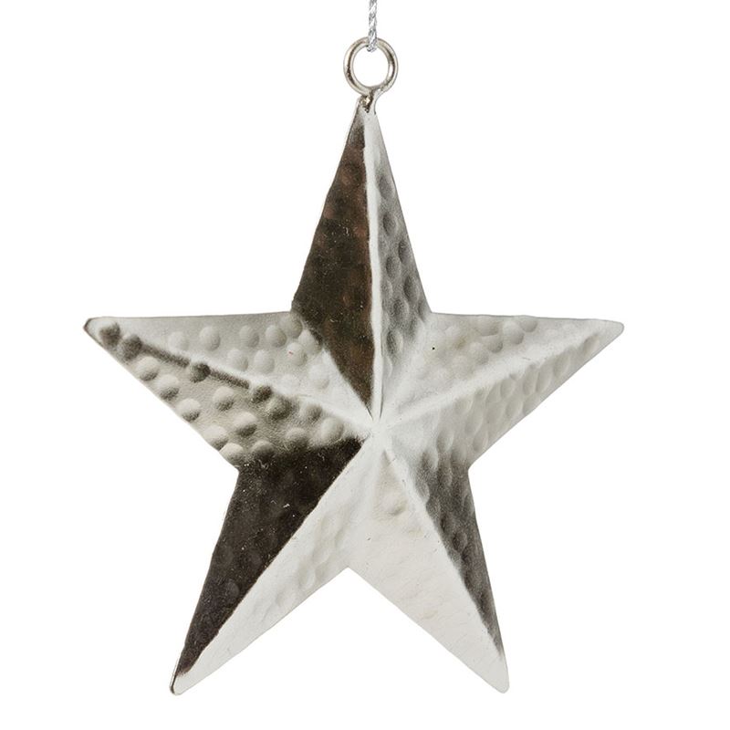 Silver Beaten Metal Star Ornament