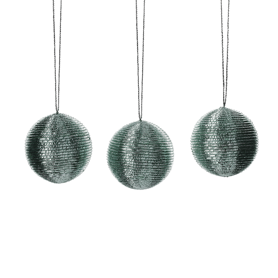 Tinsel Bauble Pack of 3 Aqua Adairs