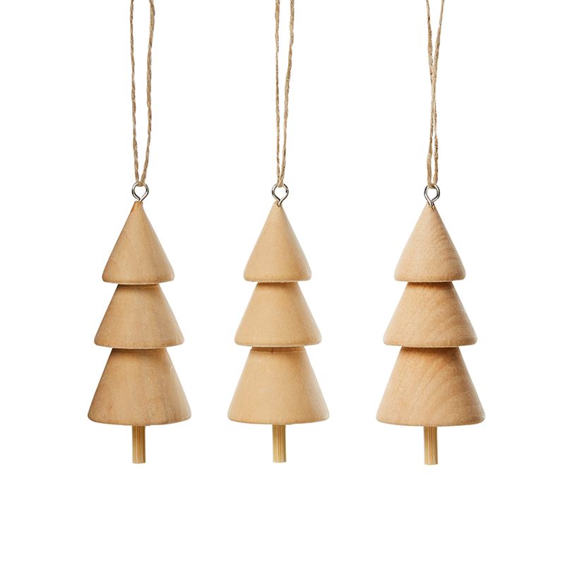 Wooden Hanging Tree Pack of 3 Natural 