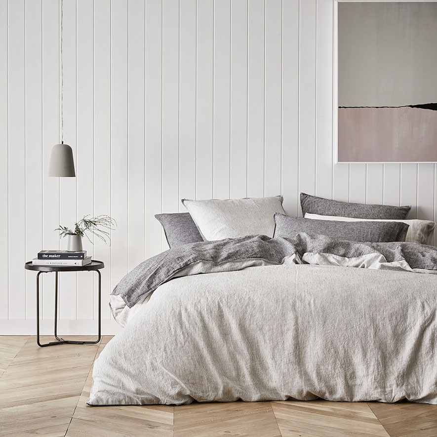 Vintage Washed Quilt Cover Black Stripe Adairs