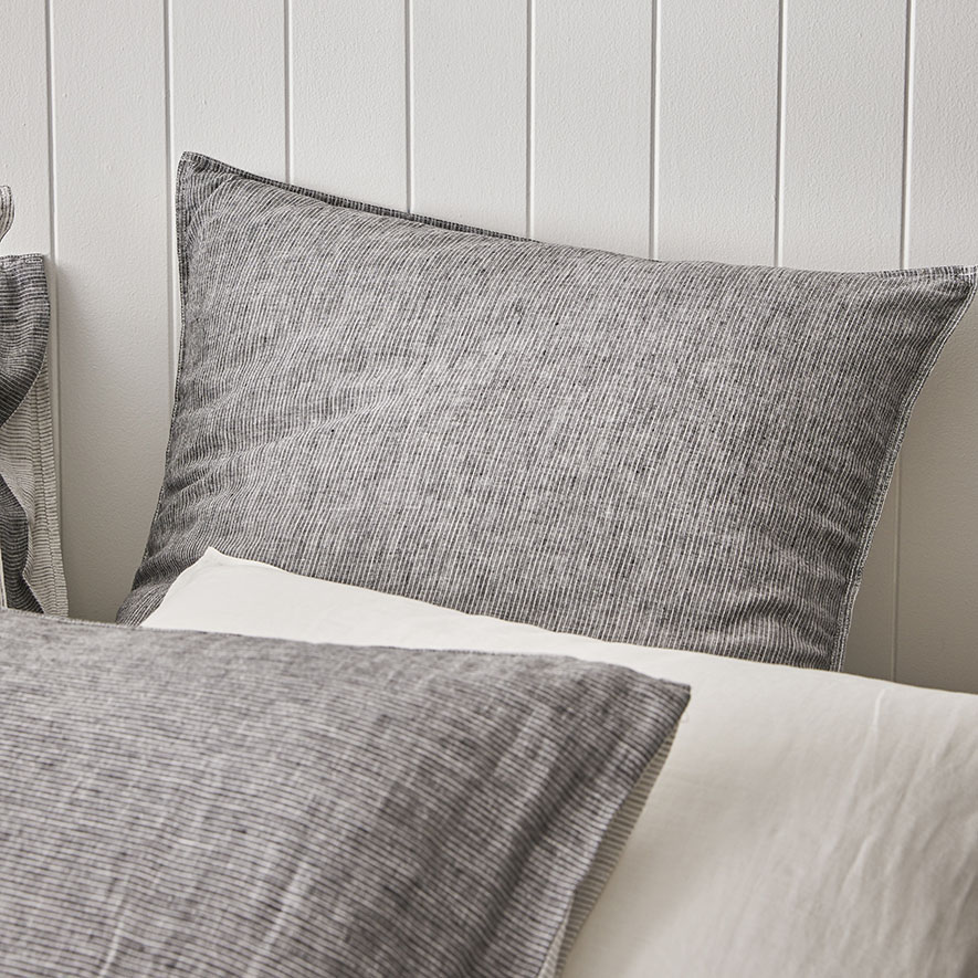 Vintage Washed Quilt Cover Black Stripe Adairs