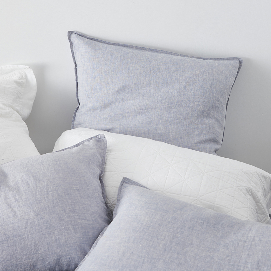 Vintage Washed Linen Quilt Cover Cornflower Adairs