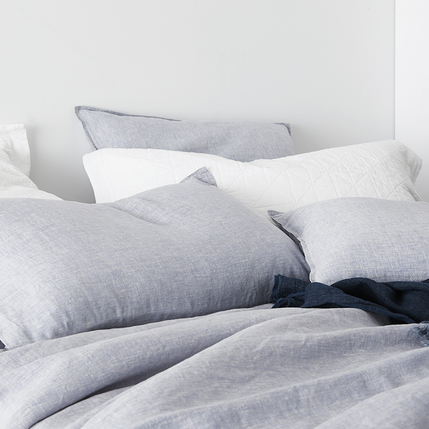 Vintage Washed Linen Quilt Cover Cornflower Adairs