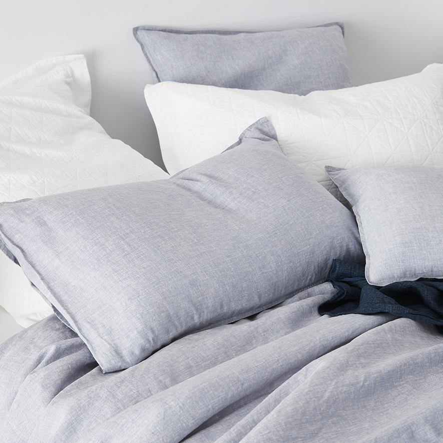 Vintage Washed Linen Quilt Cover Cornflower Adairs