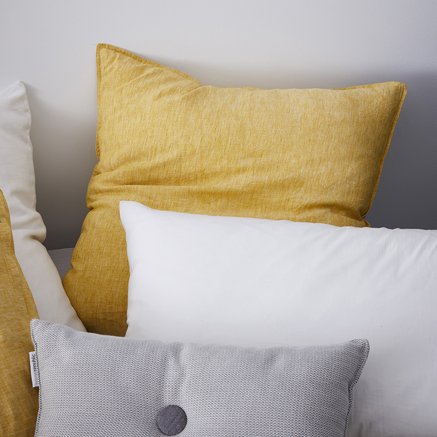 Home Republic Vintage Washed Linen Quilt Cover Mustard Adairs