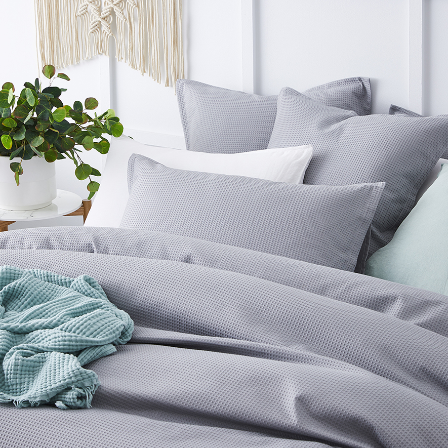 Tribeca Waffle Quilt Cover Set Fog Adairs
