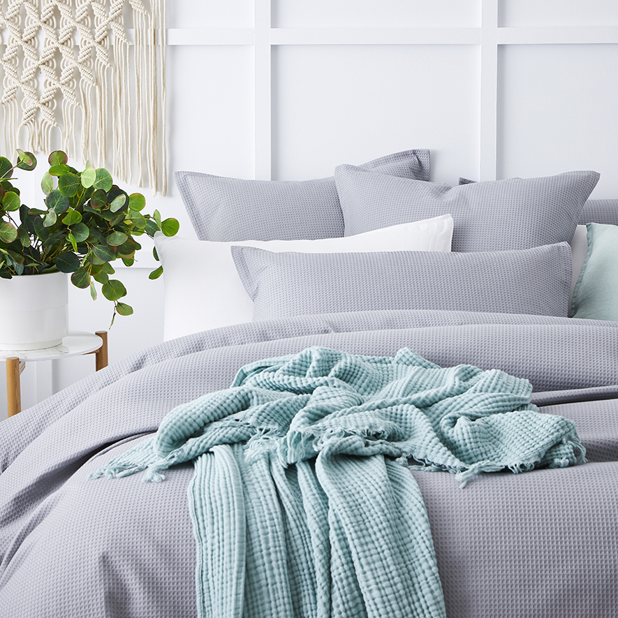 Tribeca Waffle Quilt Cover Set Fog Adairs