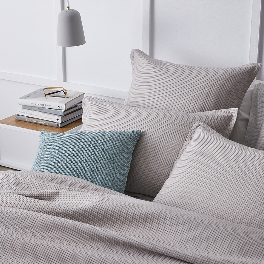 Tribeca Waffle Quilt Cover Set Pebble Adairs