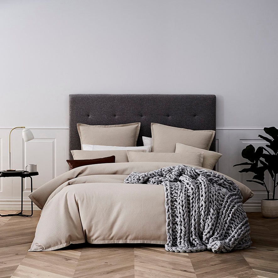 Mercer Reid Tribeca Waffle Quilt Cover Set Stone Adairs