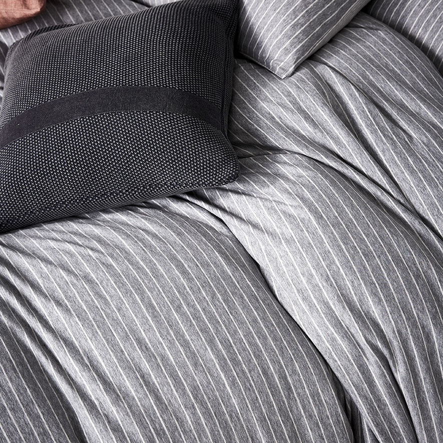 Ultra Soft Jersey Stripe Quilt Cover Grey Adairs