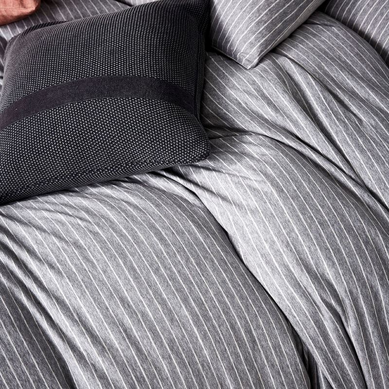 Ultra Soft Jersey Stripe Quilt Cover Grey