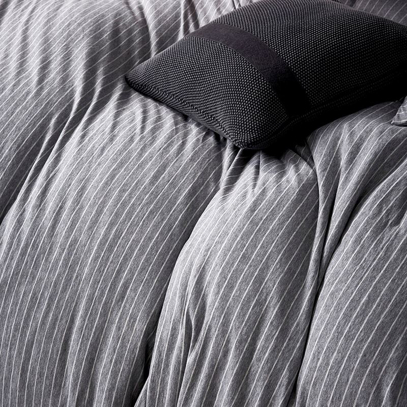 Ultra Soft Jersey Stripe Quilt Cover Grey